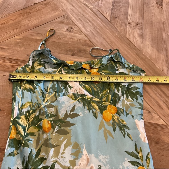 Reformation Arabella 100% Silk Slip Dress in Villa Livia Blue Lemon Print - Picture 7 of 8